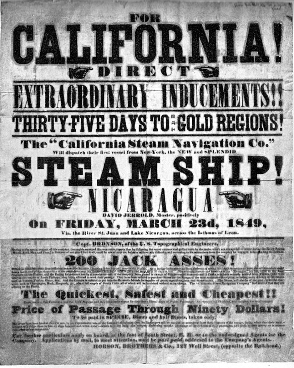 California gold rush handbill