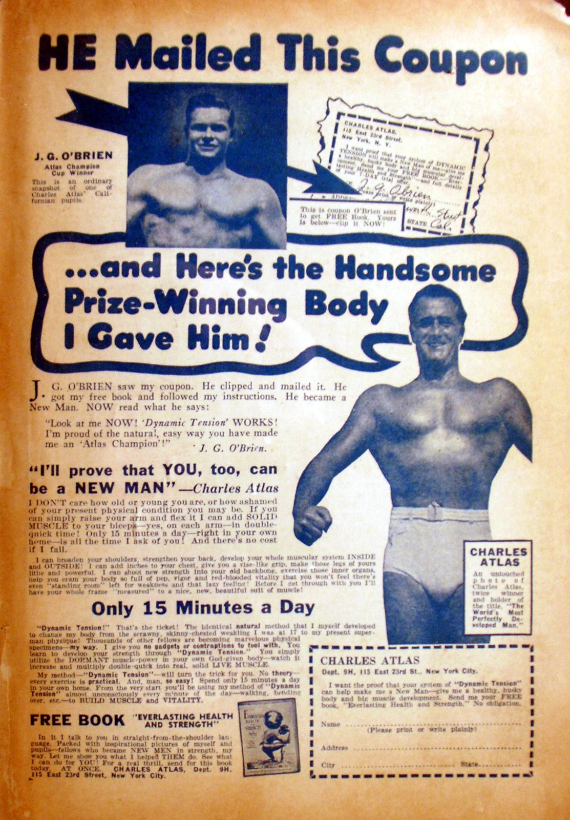 Charles Atlas advertisement, Weird Tales, 1941