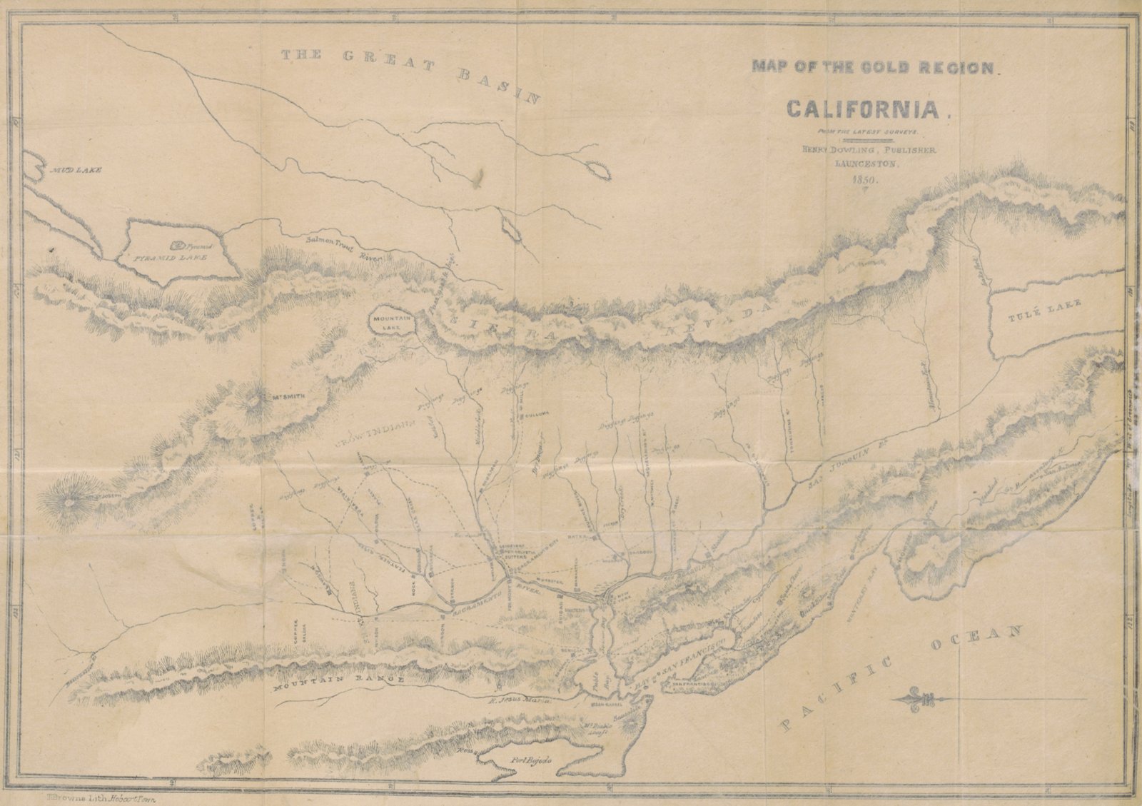 Map of the Gold Region, California, 1850